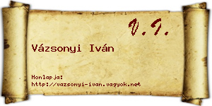 Vázsonyi Iván névjegykártya