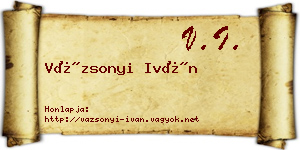Vázsonyi Iván névjegykártya